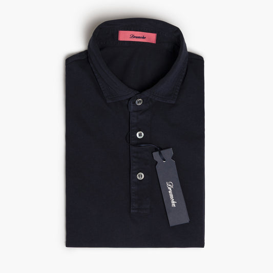 Polo Uomo Manica Corta DRUMOHR Art. DTJF202 in Puro Cotone Blu Navy