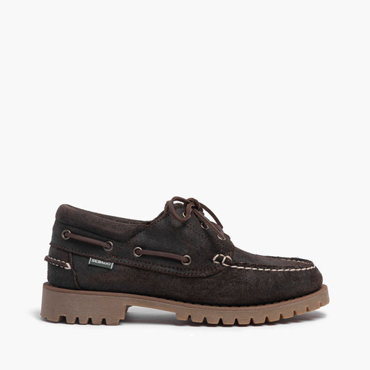 Scarpe Uomo SEBAGO Acadia Suede Waxed Cod. 74114CW Col. Dark Brown