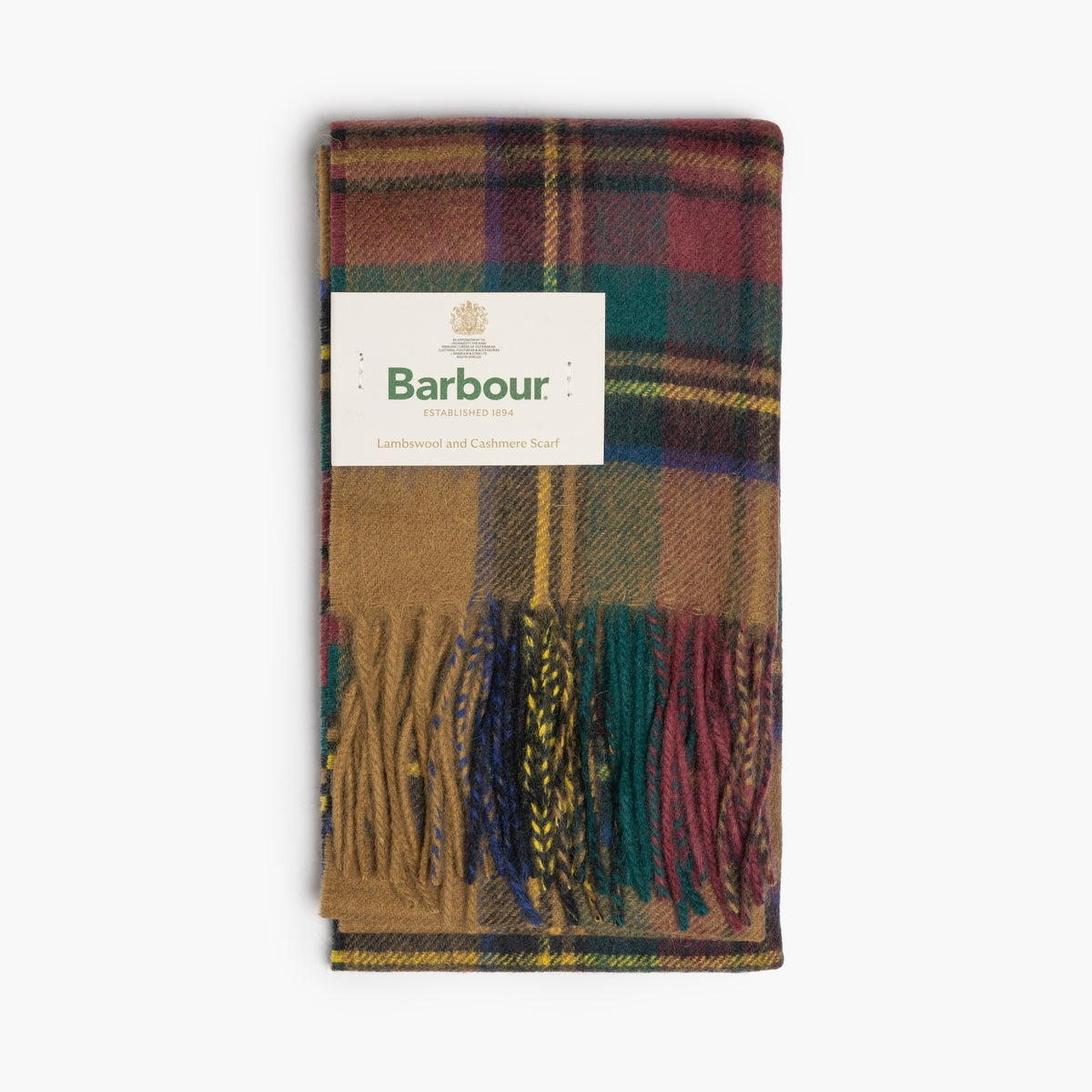 Sciarpa BARBOUR in Lambswool e Cashmere New Check Tartan Harvest Gold
