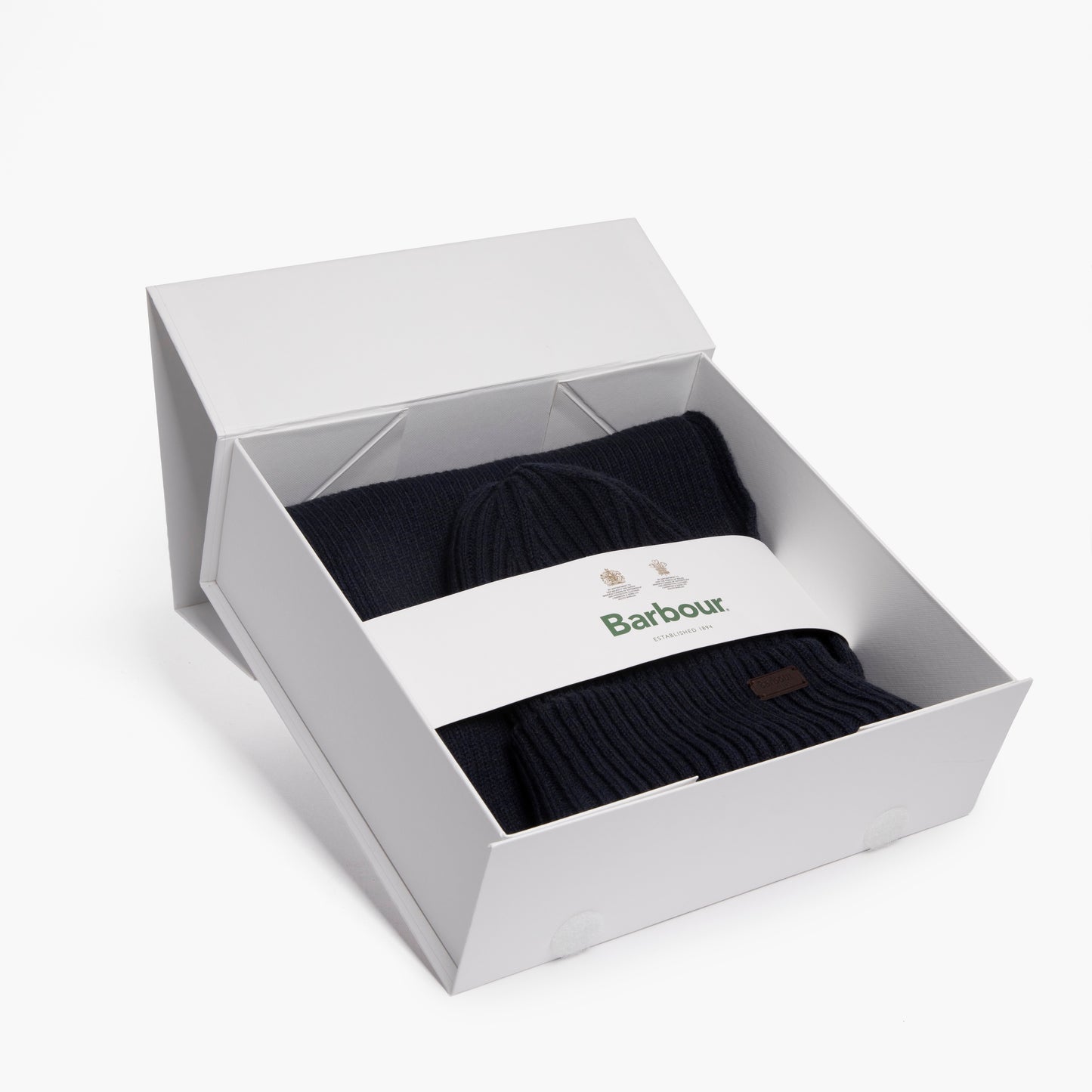 Set BARBOUR Crimdon Beanie & Scarf Gift Blu Navy