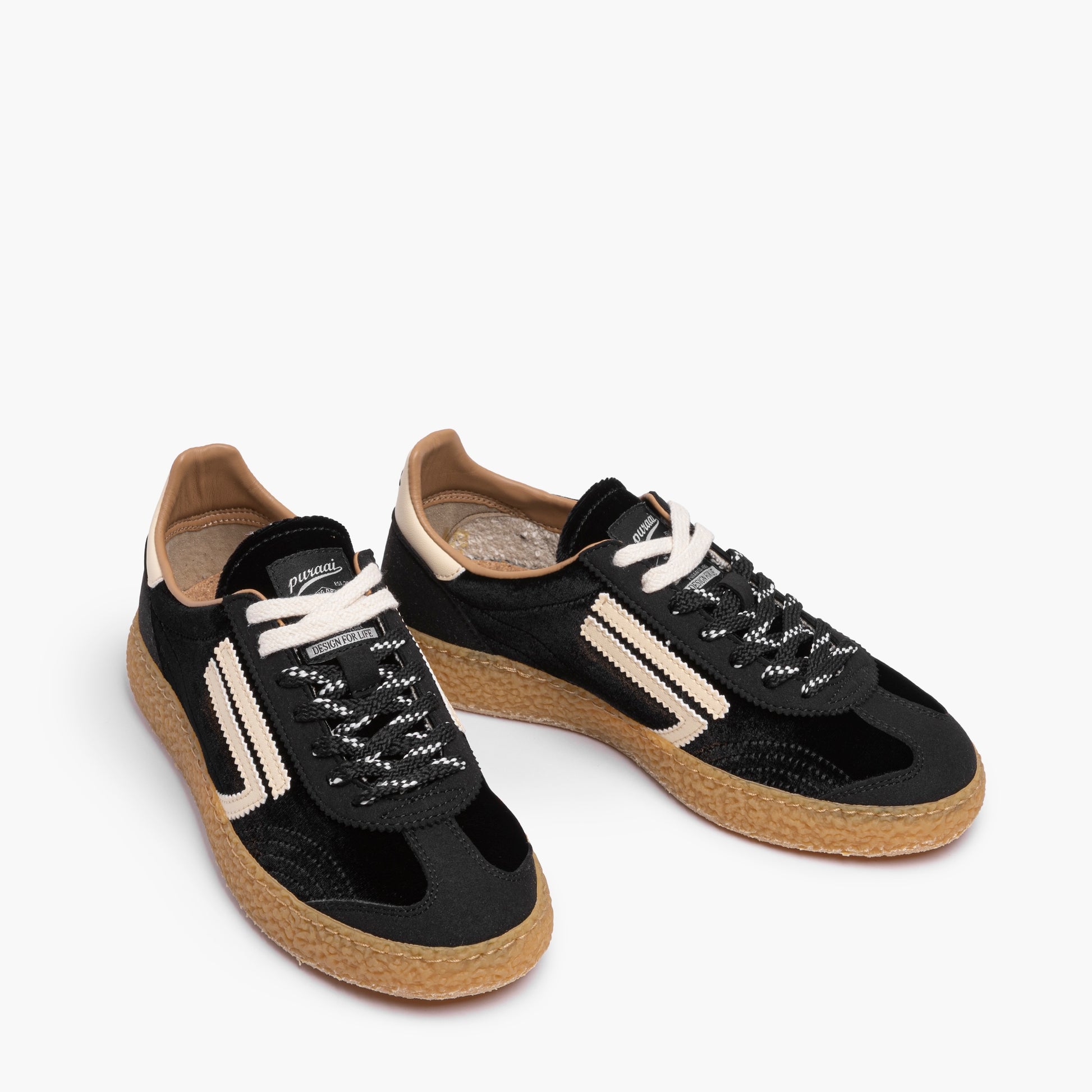 Sneaker Donna PURAAI XS Art. PU601X-058 in Eco Pelle Micro Suede e Velluto Liscio Col. Caviar
