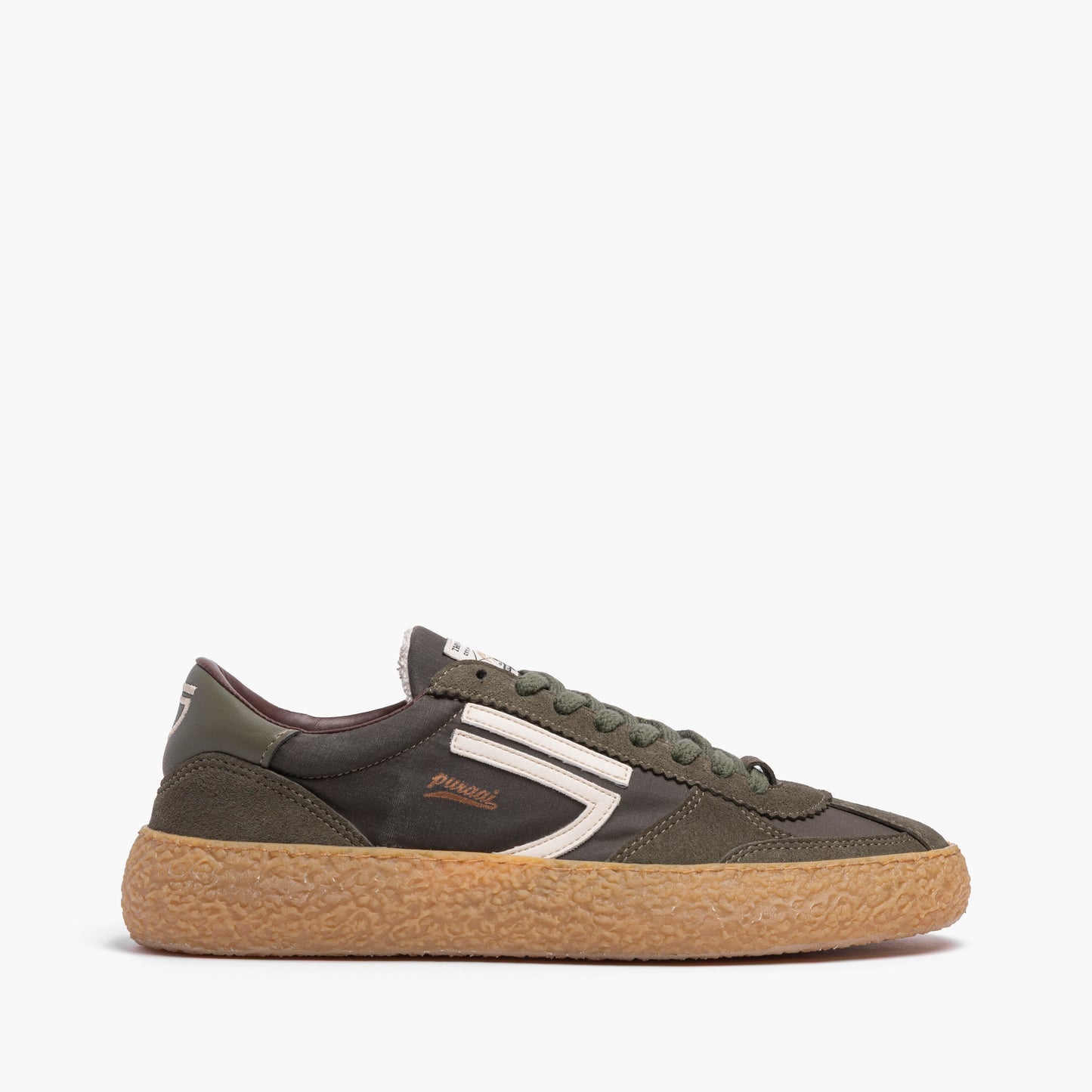 Sneaker PURAAI Vintage Art. PU101V-076 in Eco Pelle Suede e Tela Cerata Col. Sidro
