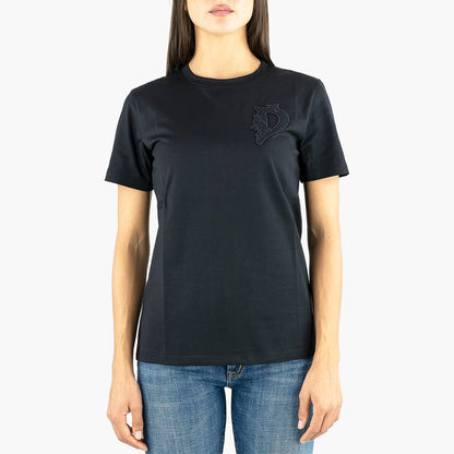 T-shirt DONDUP con Ricamo D in Jersey di Cotone Nera
