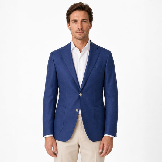 Giacca Uomo BARBA Napoli Bactive in Pura Lana Blu Royal