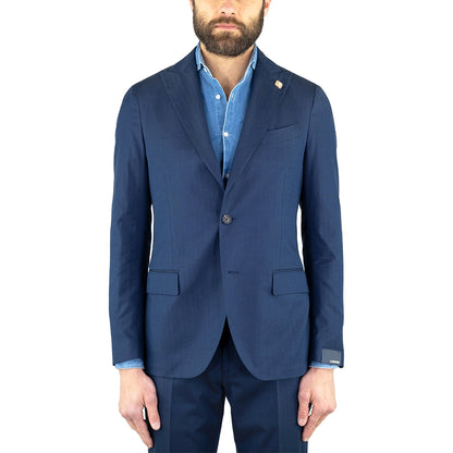 Abito LARDINI Petto a Lancia in Cotone e Seta Blu