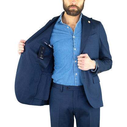 Abito LARDINI Petto a Lancia in Cotone e Seta Blu