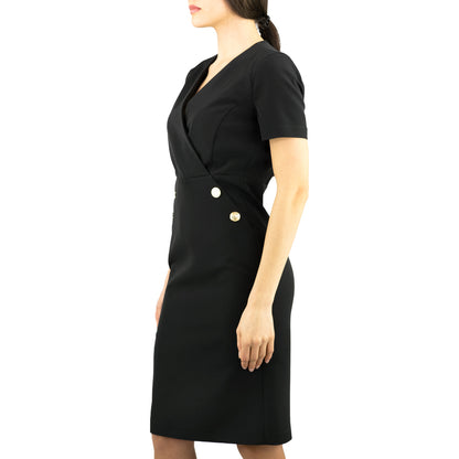 Abito PINKO Quinto Incrociato con Bottoni Dorati Nero