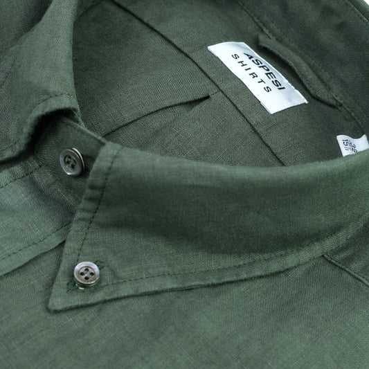 Camicia ASPESI B.D. Magra in Puro Lino Verde Scuro