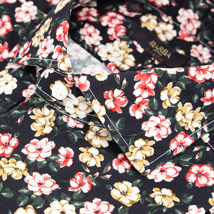 Camicia BARBA Napoli Culto Fantasia Floreale su Fondo Nero