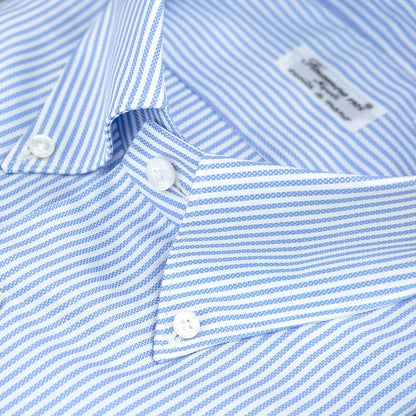 Camicia FINAMORE Milano Button Down Riga Bianco Celeste