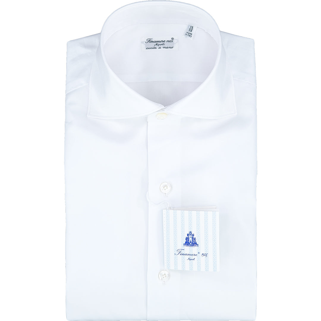 Camicia FINAMORE Milano in Cotone Twill Dobby Bianca