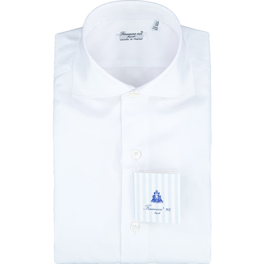 Camicia FINAMORE Milano in Cotone Twill Dobby Bianca