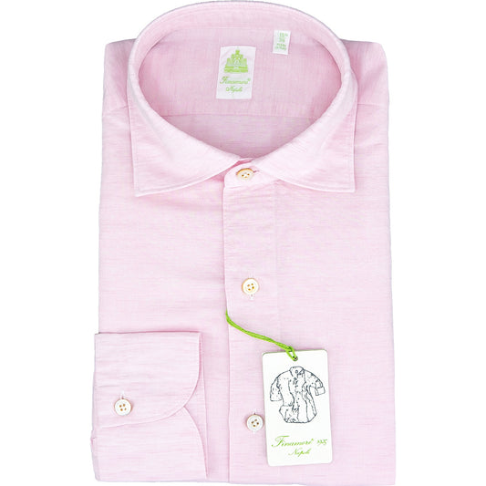 Camicia FINAMORE Tokyo in Lino e Cotone Rosa