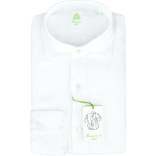 Camicia FINAMORE Tokyo in Puro Lino Bianca