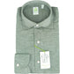 Camicia FINAMORE Tokyo in Lino e Cotone Verde Salvia