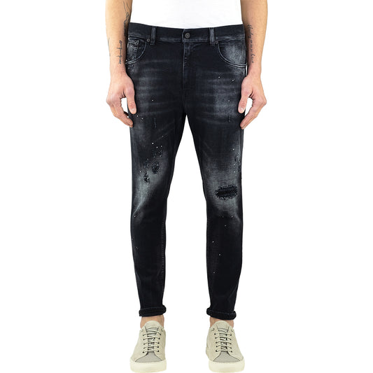 Eco Jeans DONDUP Alex UP575 Strappato Macchiato Nero Lavato