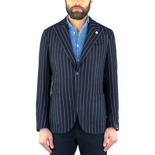 Giacca LARDINI in Lana e Seta Gessata Blu