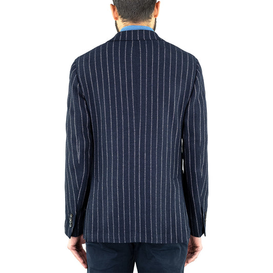 Giacca LARDINI in Lana e Seta Gessata Blu