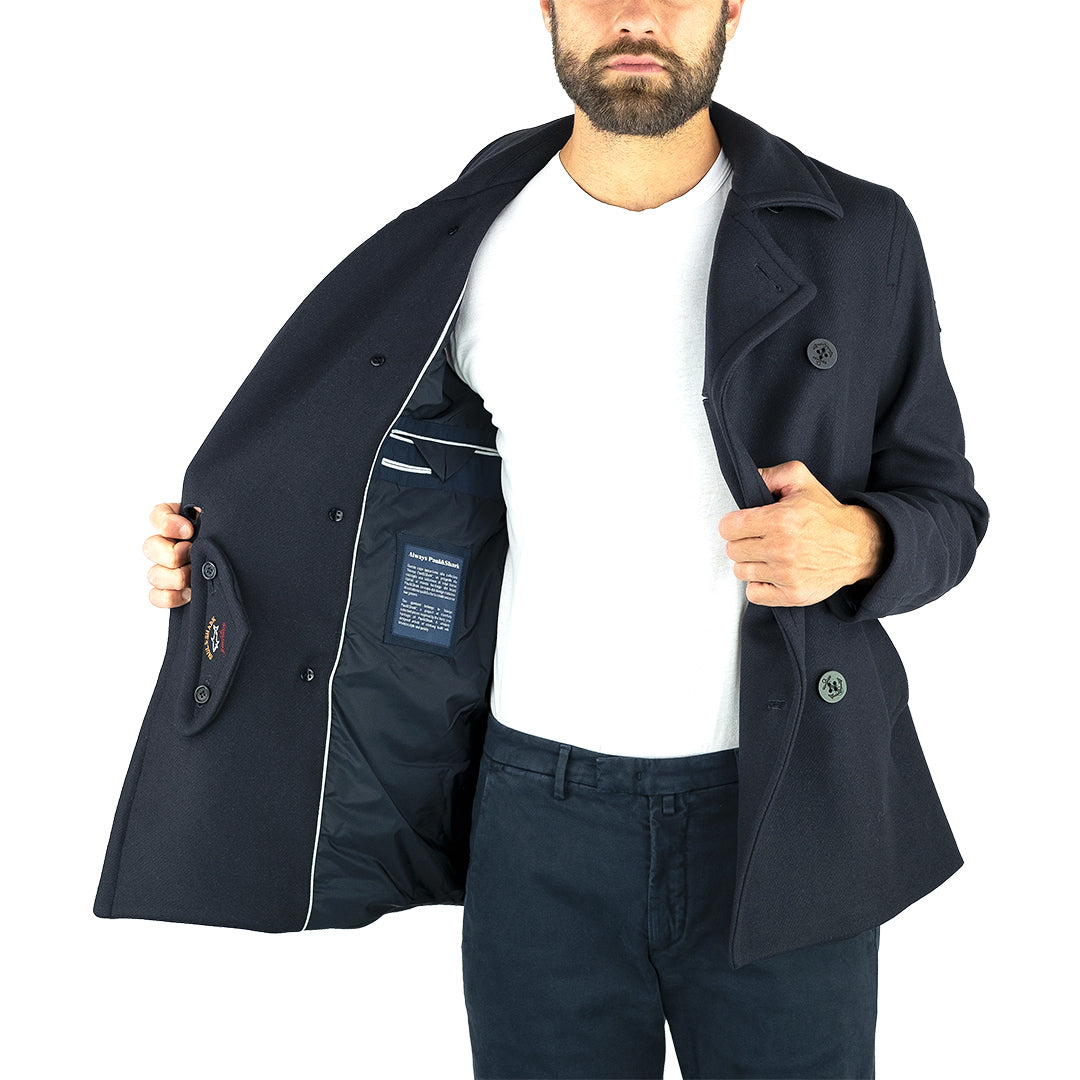 Giaccone Peacot PAUL & SHARK Doppio Petto in Lana e Cachemire Blu