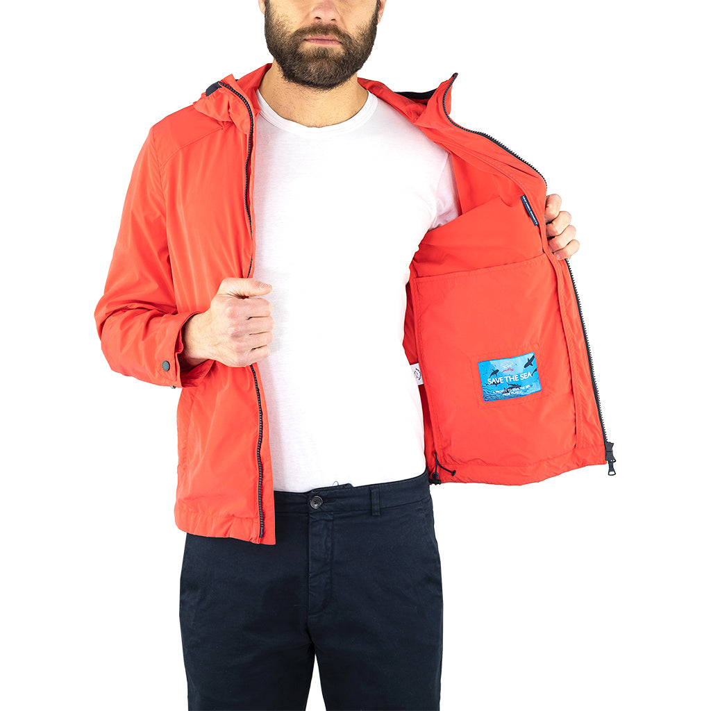 Giubbino PAUL & SHARK Windbreaker Re-Density Save the Sea Rosso