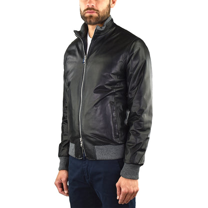 Giubbotto BARBA Napoli Fox Rev in Pelle Nero