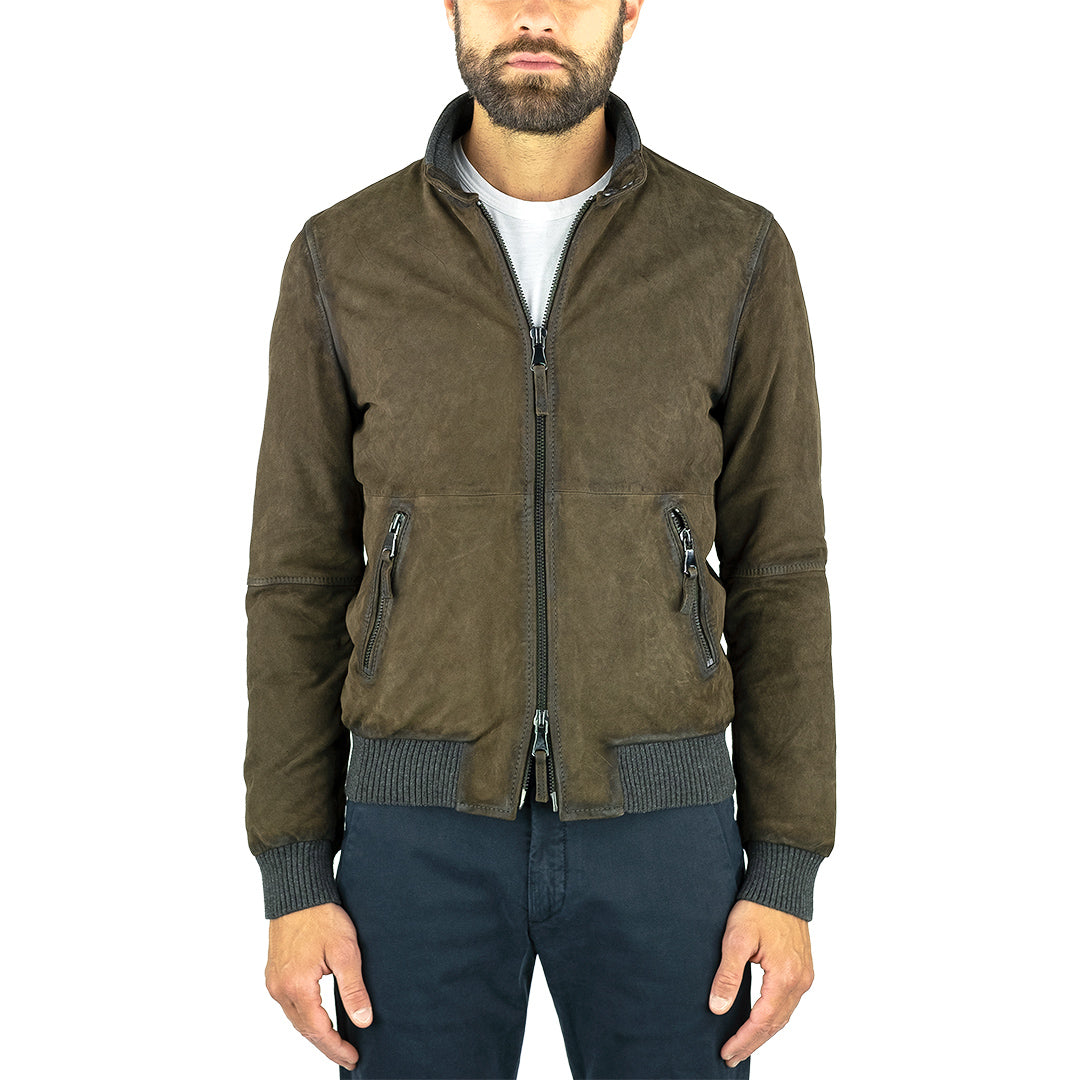 Giubbotto THE JACK West Village in Pelle Suede Marrone