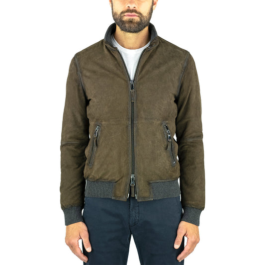 Giubbotto THE JACK West Village in Pelle Suede Marrone