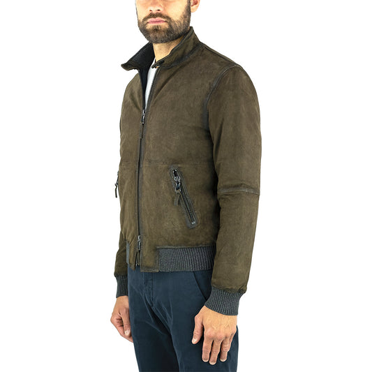 Giubbotto THE JACK West Village in Pelle Suede Marrone