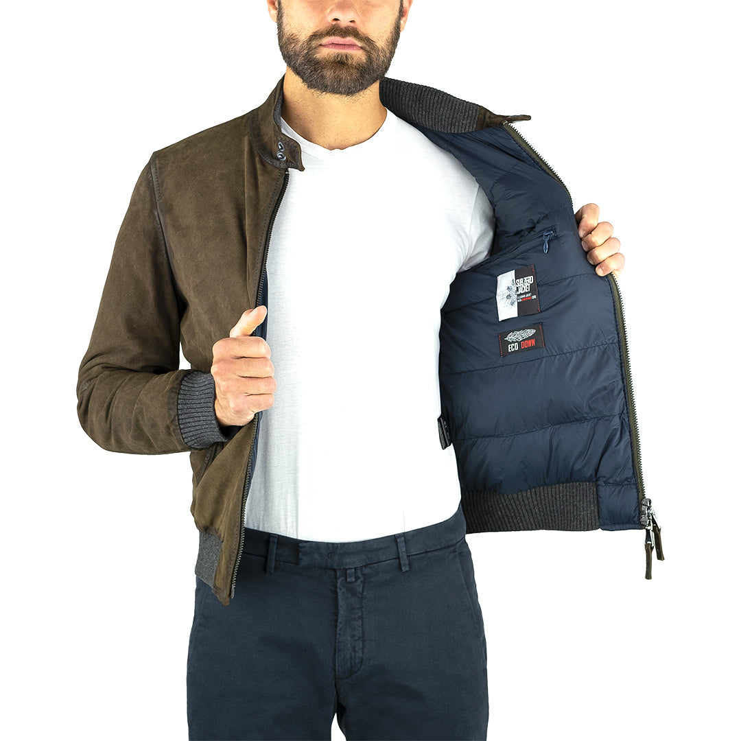 Giubbotto THE JACK West Village in Pelle Suede Marrone