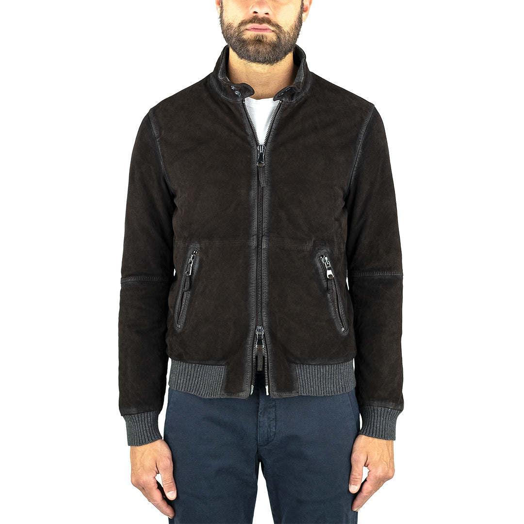 Giubbotto THE JACK West Village in Pelle Suede Testa di Moro