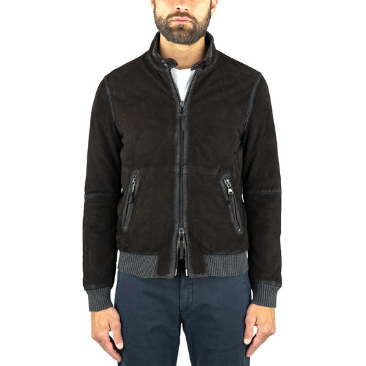 Giubbotto THE JACK West Village in Pelle Suede Testa di Moro