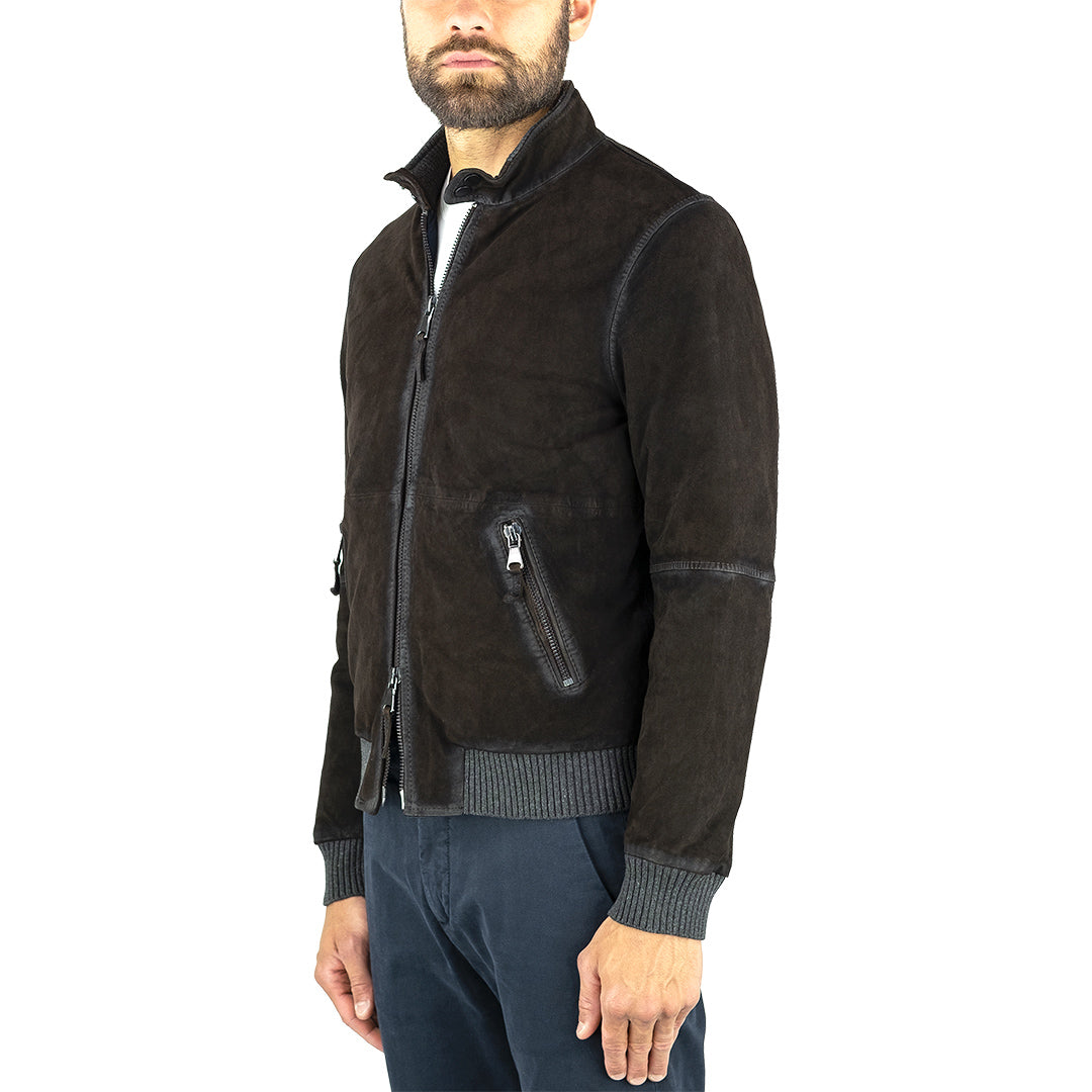 Giubbotto THE JACK West Village in Pelle Suede Testa di Moro