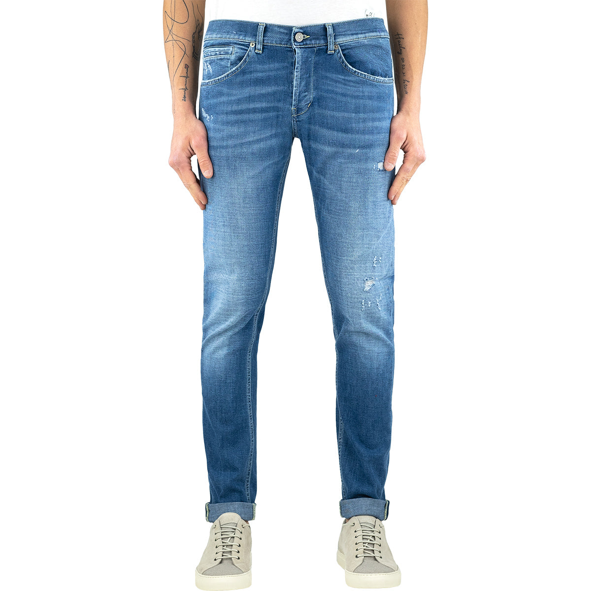 Jeans DONDUP George UP232 Piccole Abrasioni in Denim Stretch Lavaggio Medio