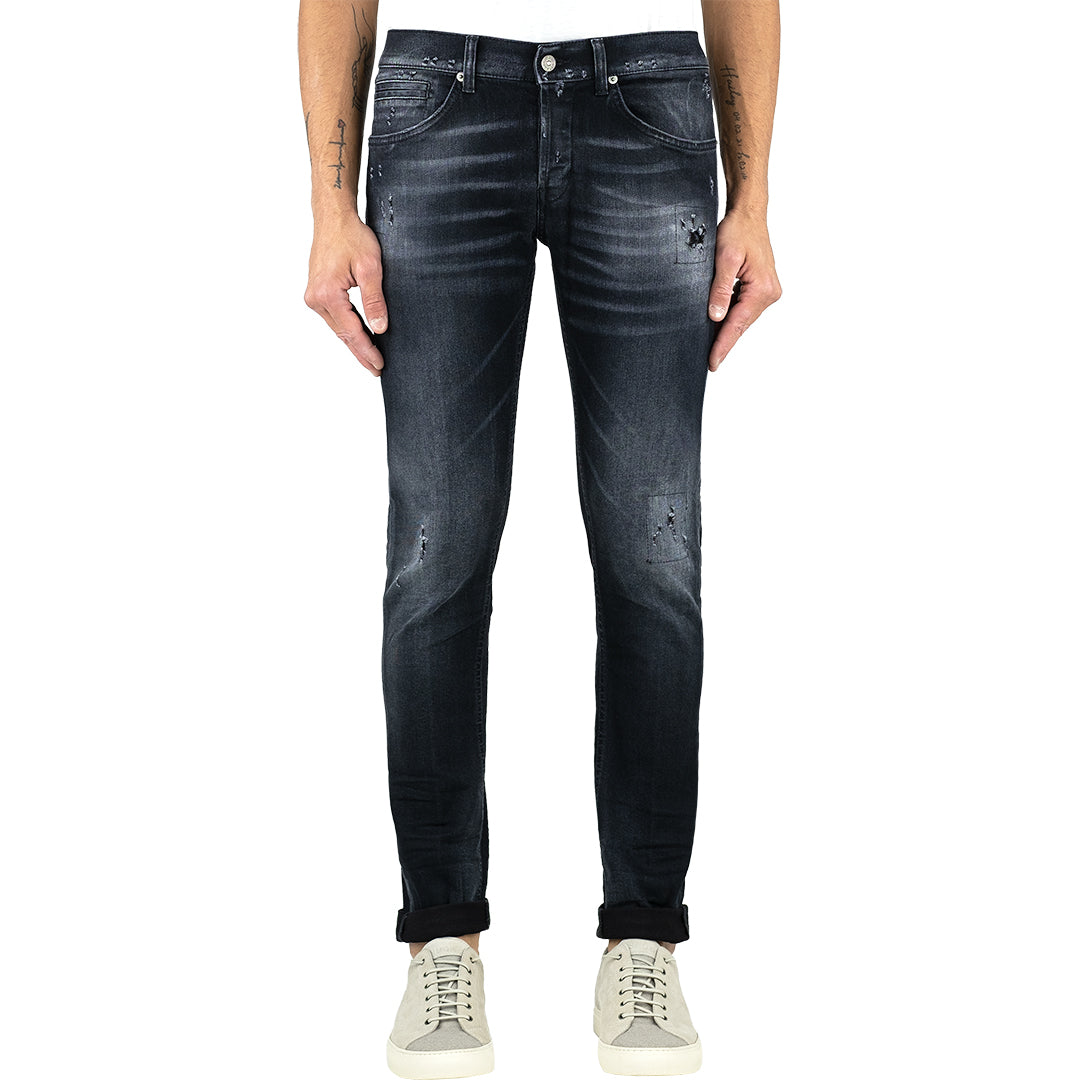 Jeans DONDUP George UP232 con Piccole Rotture Nero Lavato