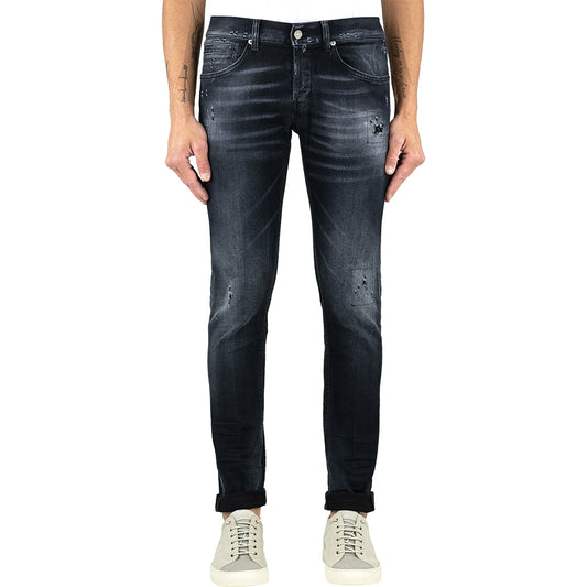 Jeans DONDUP George UP232 con Piccole Rotture Nero Lavato