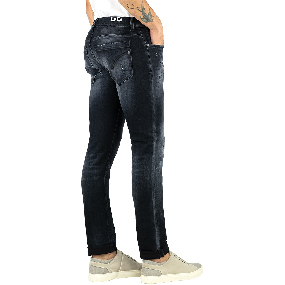 Jeans DONDUP George UP232 con Piccole Rotture Nero Lavato