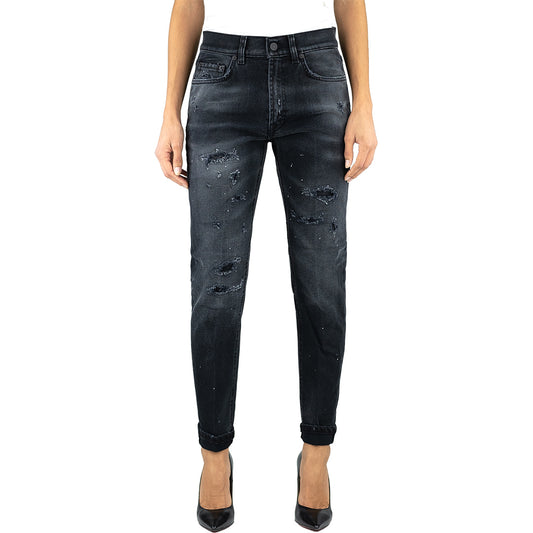 Jeans DONDUP Mila DP466 con Abrasioni Nero Lavato