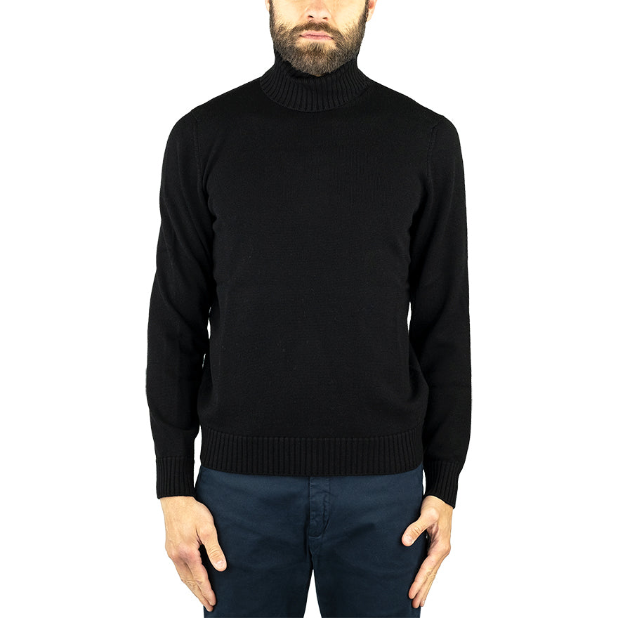 Maglia DRUMOHR Collo Alto in Pura Lana Merino Nera