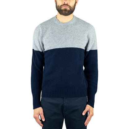 Maglia DRUMOHR in Puro Cachemire Bicolor Grigio Blu