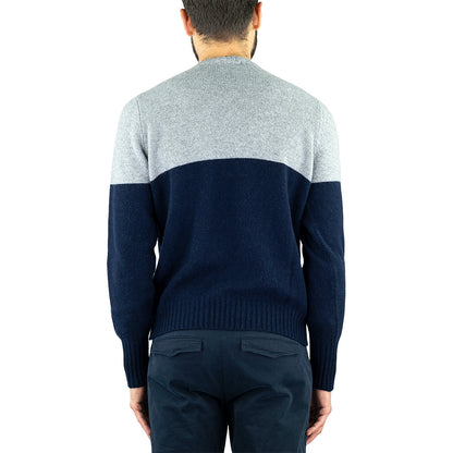 Maglia DRUMOHR in Puro Cachemire Bicolor Grigio Blu
