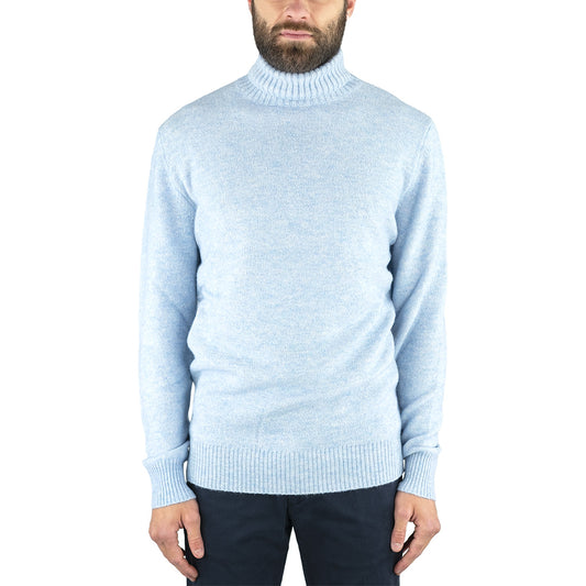 Maglia KANGRA Collo Alto in Misto Lana e Alpaca Celeste