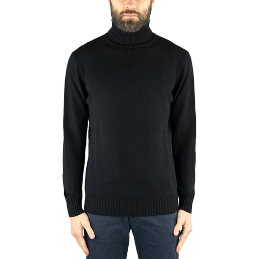 Maglia KANGRA Collo Alto in Pura Lana Nera