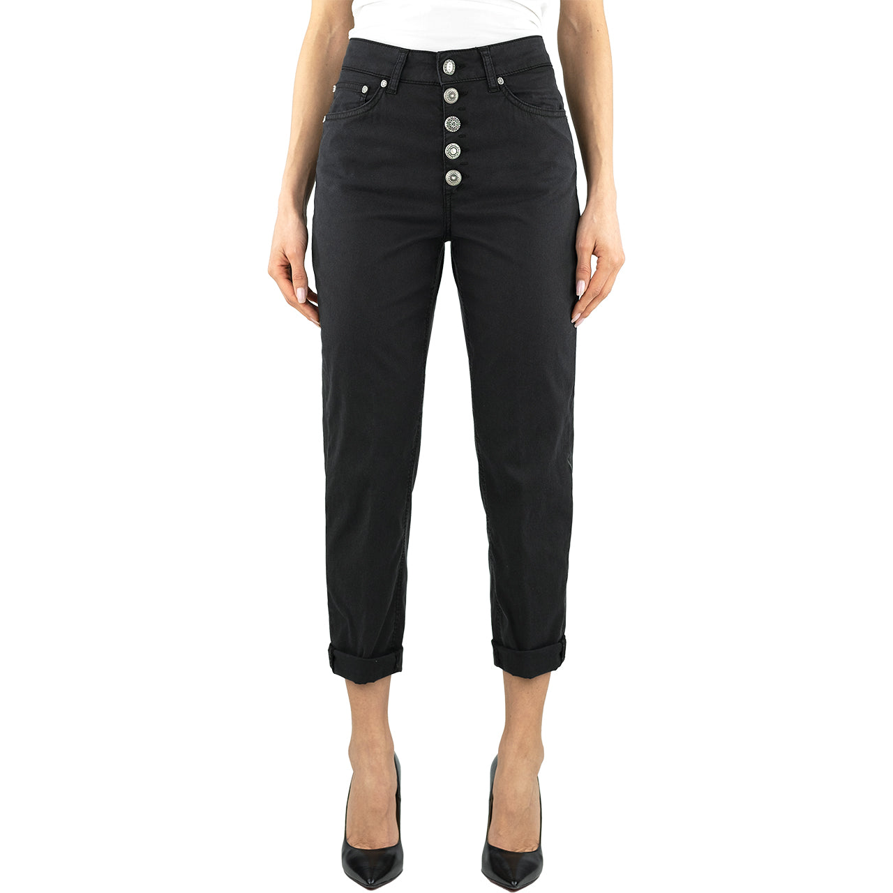 Pantalone DONDUP Koons Gioiello DP268B in Cotone Lyocell Nero