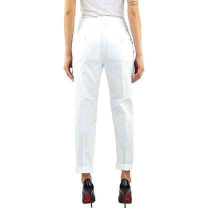 Pantalone DONDUP Nima DP576 in Gabardina di Cotone Bianco