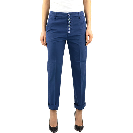 Pantalone DONDUP Nima DP576 in Gabardina di Cotone Blu