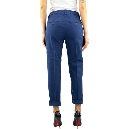 Pantalone DONDUP Nima DP576 in Gabardina di Cotone Blu