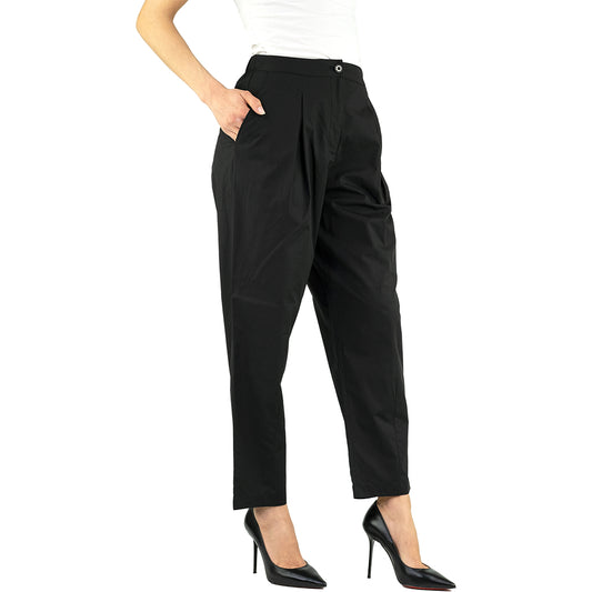 Pantalone PINKO Pozzuoli in Popeline con Pences Nero