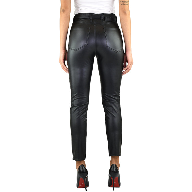 Pantalone PINKO Susan 6 Skinny in Eco-Pelle Nero