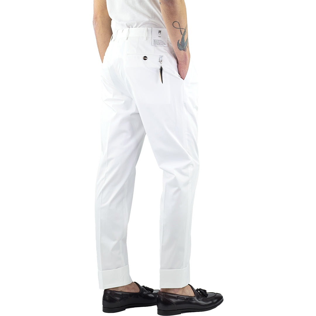 Pantalone PT Torino Edge in Cotone Stretch Bianco