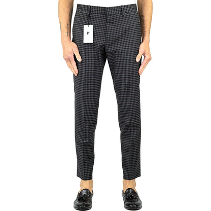 Pantalone PT Torino Rebel Fit Quadretto su Fondo Grigio